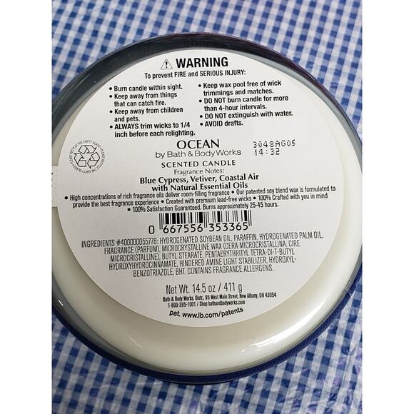 BBW Ocean Men's Collection Large 3 Wick Candle Home Fragrance Decor - Picture 2 of 2